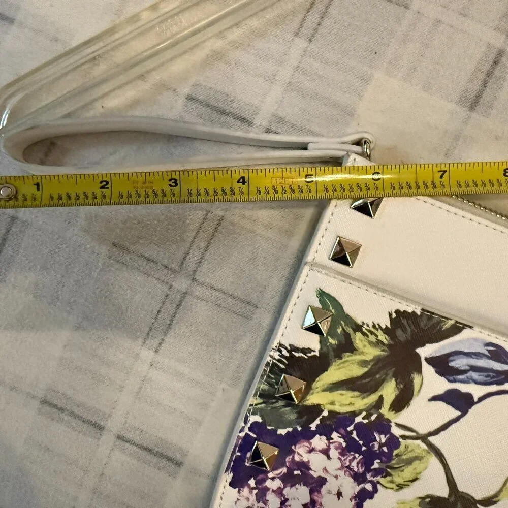 White House Black Market, floral and studded clutch. - Picture 2 of 7